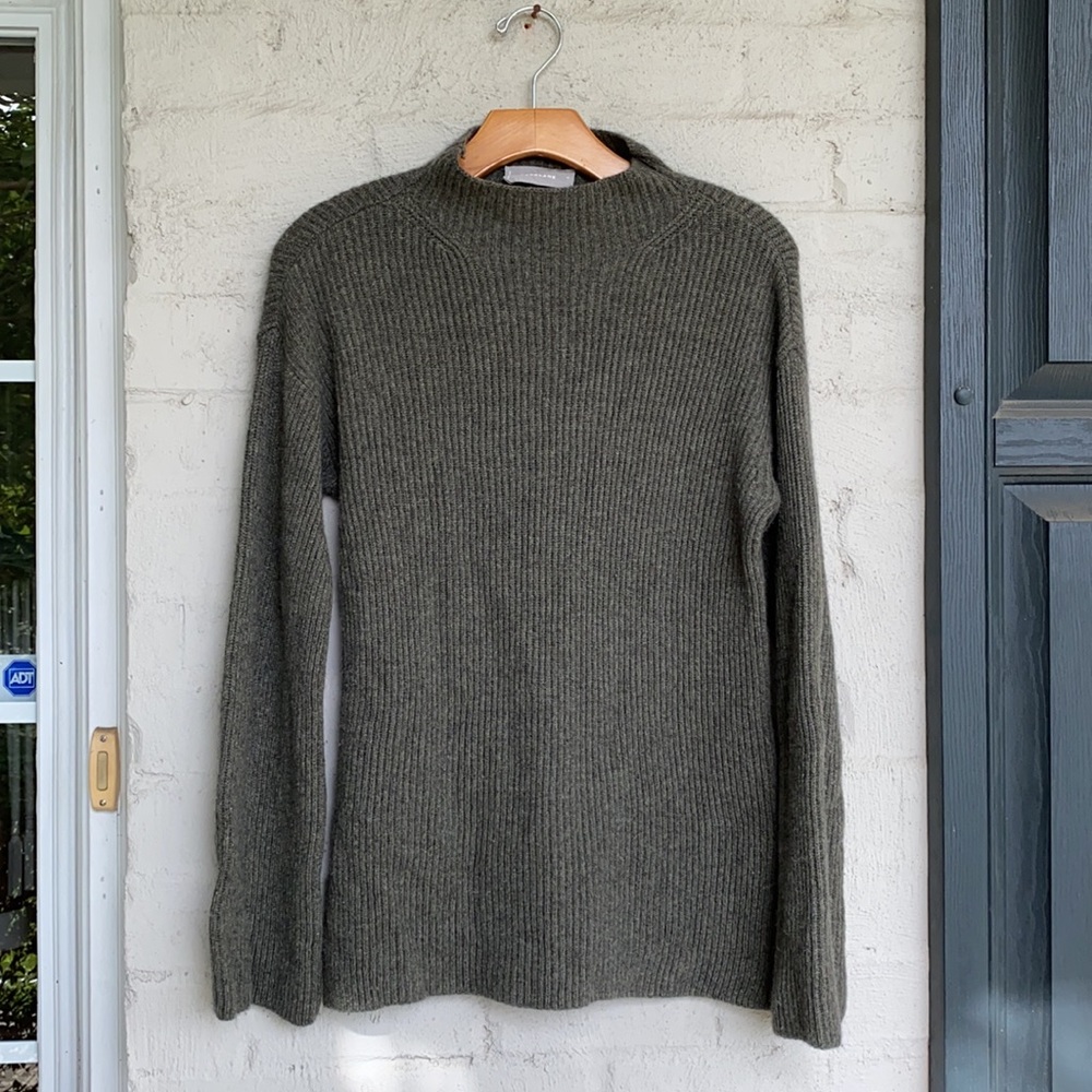 Everlane cashmere funnel neck ribbed knit sweater
